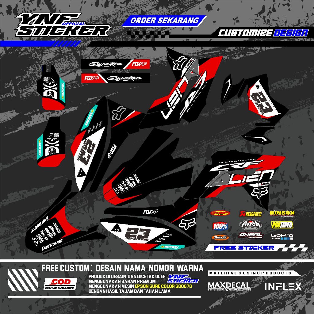 [COD] Stiker CRF 150L Decal CRF 150L  HONDA motor sticker variasi HITAM MERAH
