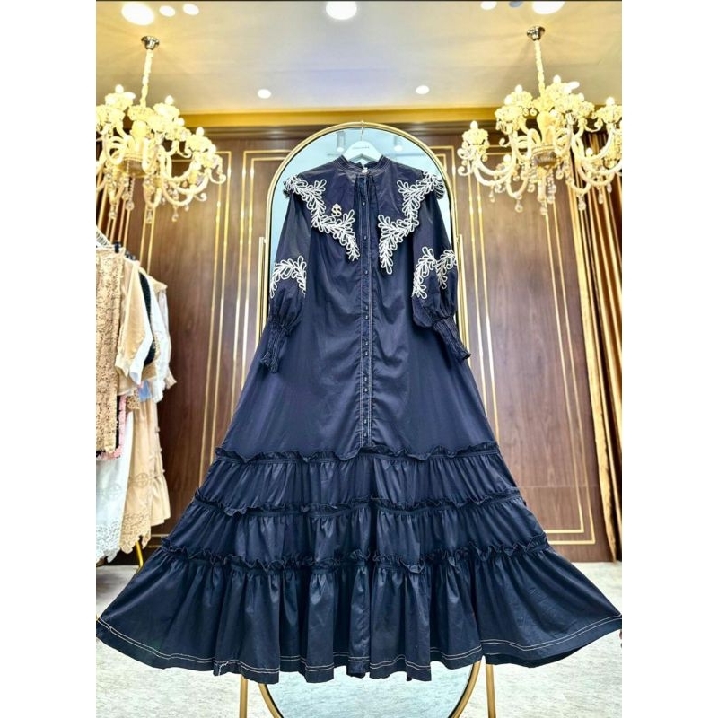 Shella Saukia Official Gamis Mewah Kerah Brukat Vintage SS117 Dress Vintage Kerah Brukat ShellaSauki