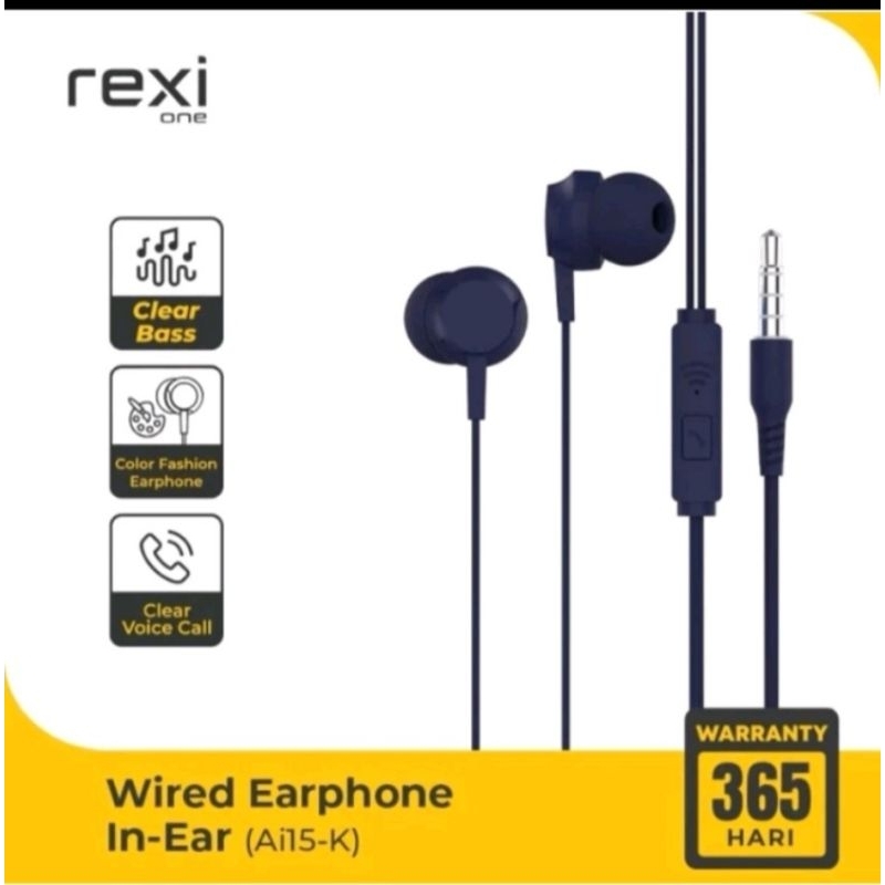Rexi Ai15-K Headset Clear Bass in Ear Earphone Ai15k