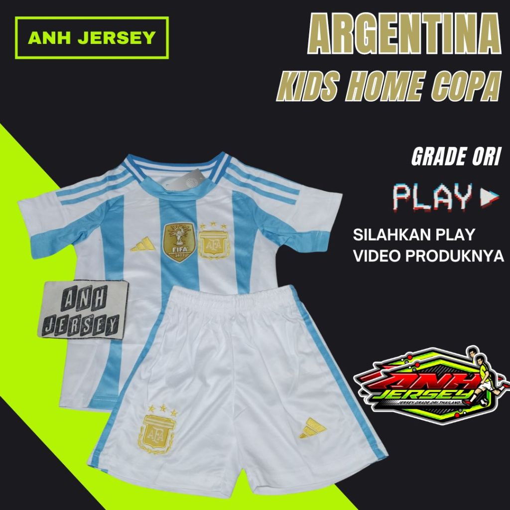 (KIDS) JERSEY BAJU BOLA ANAK ANAK (ARGENTINA) HOME COPA 2023 2024