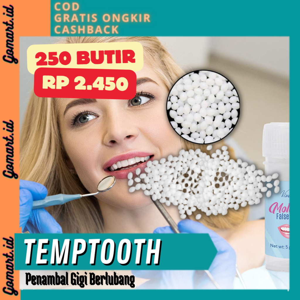 Penambal Gigi Berlubang - Temptooth Gigi Palsu - Penambal Gigi Rusak Ompong - Temporary Tooth Repair Kit Denture Teeth