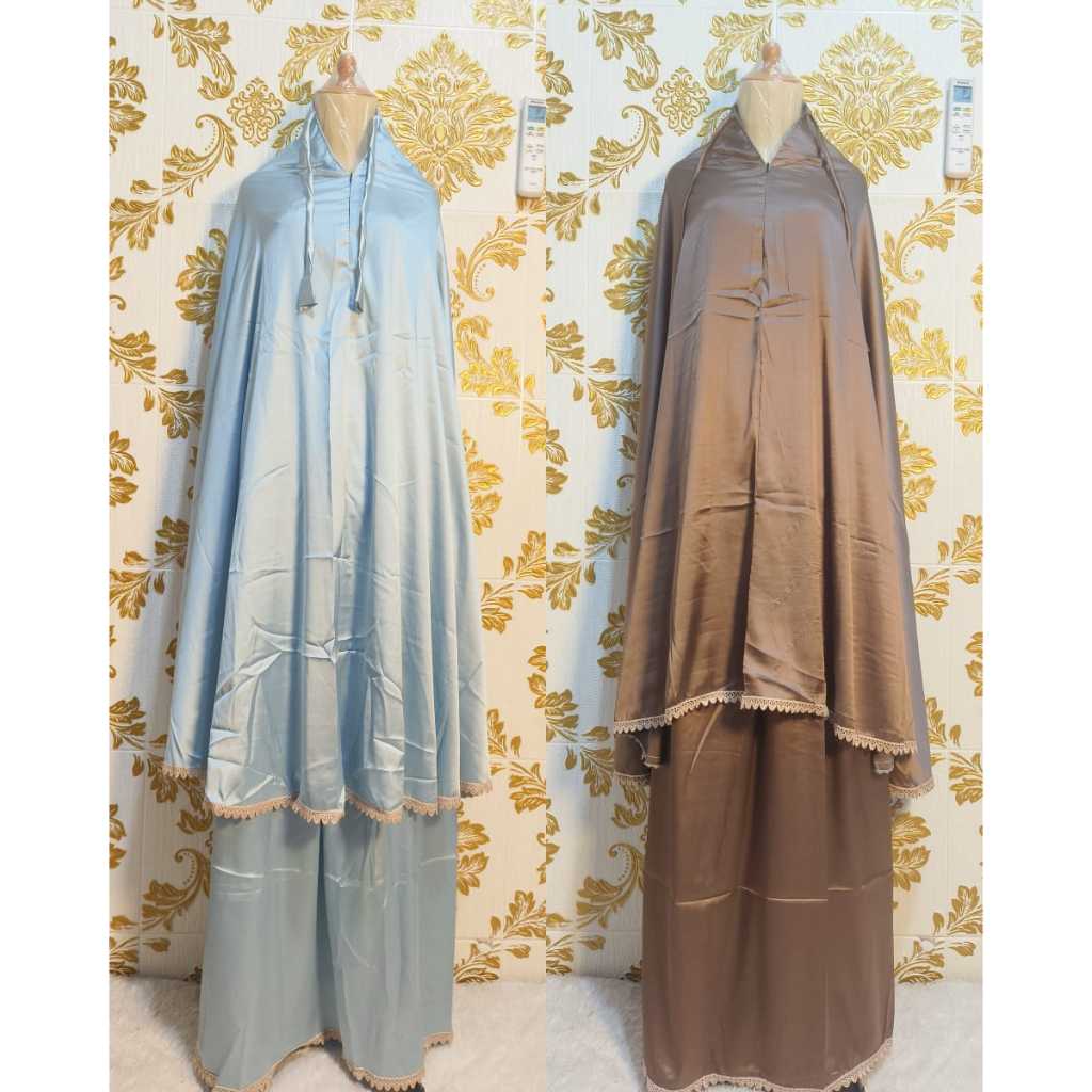 Mukena Silk Armani Polos Renda Kecil