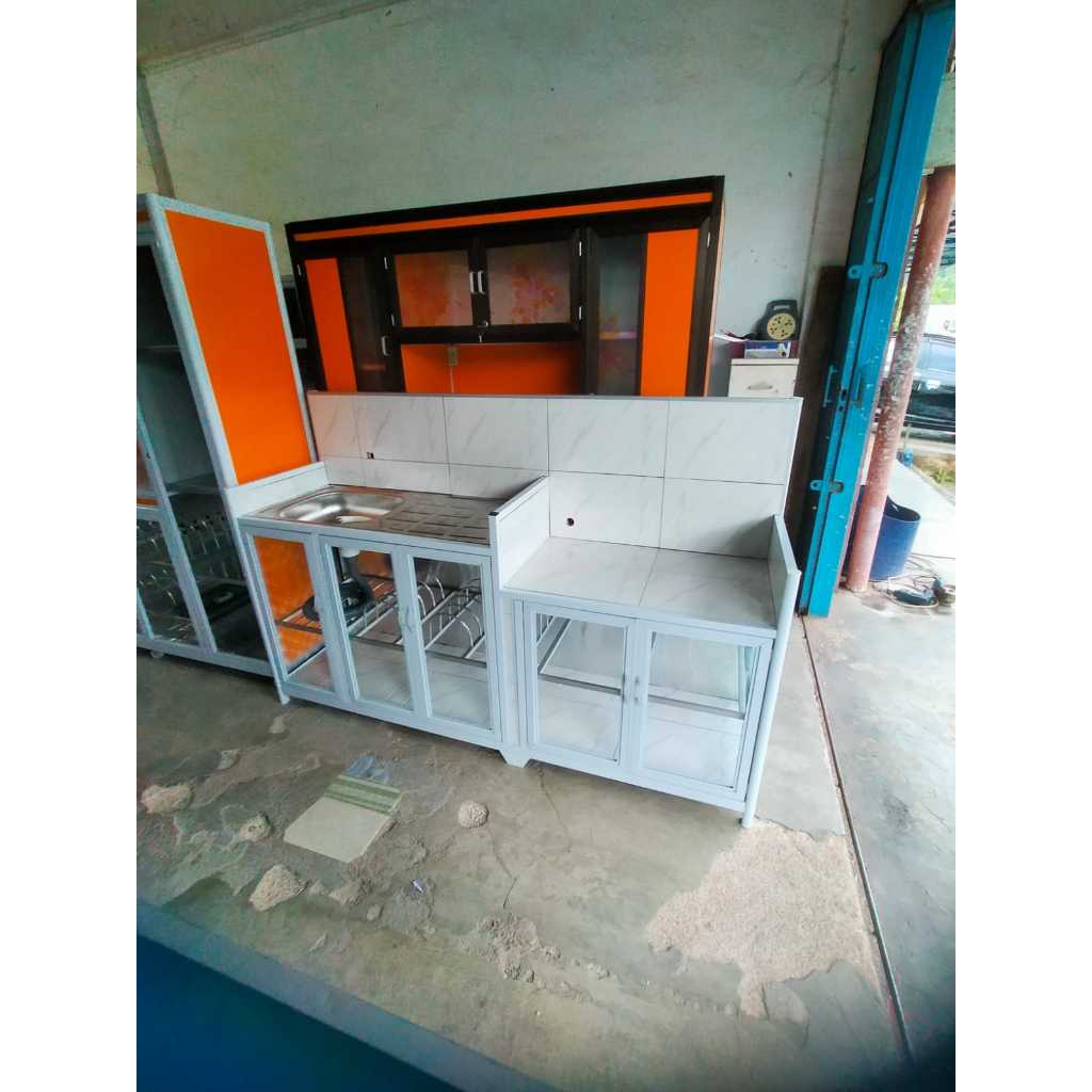 RAK KOMPOR ALUMINIUM + WASTAFEL CUCI PIRING 5 PINTU ( KHUSUS BATAM