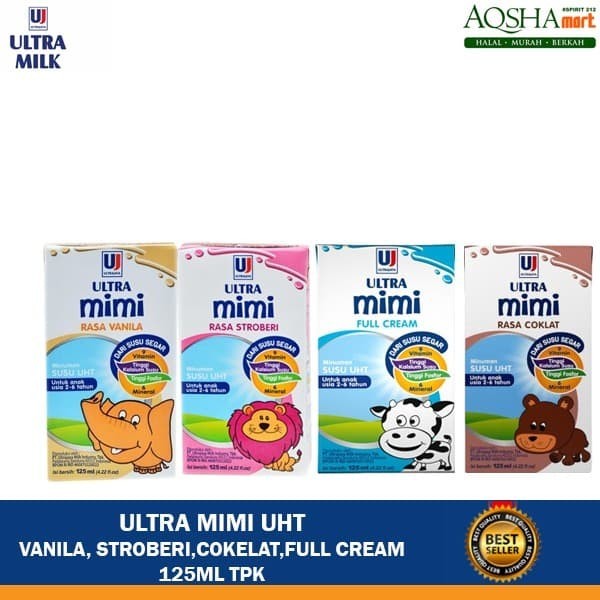 

ULTRA JAYA MIMI UHT KIDS STROBERI COKELAT VANILA FULL CREAM SUSU 125ML