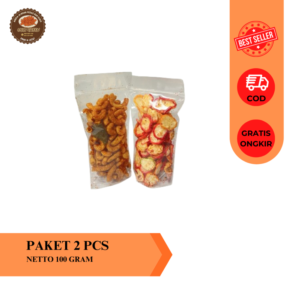

Paket 2 Pcs 100 Gram Makaroni Pedas + Krupuk Seblak