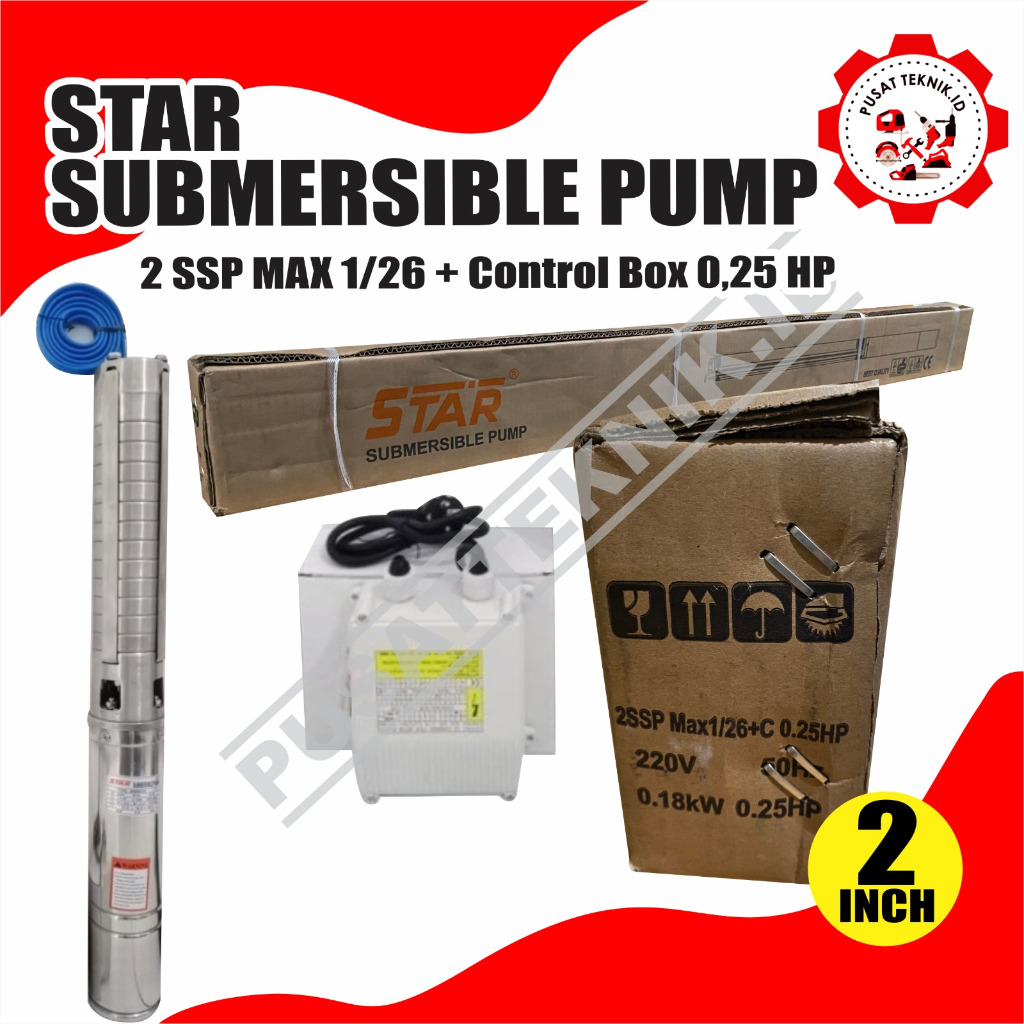 POMPA SUBMERSIBLE STAR 2SSP1/26 0.25HP 2INCH POMPA AIR SATELIT STAR 2"