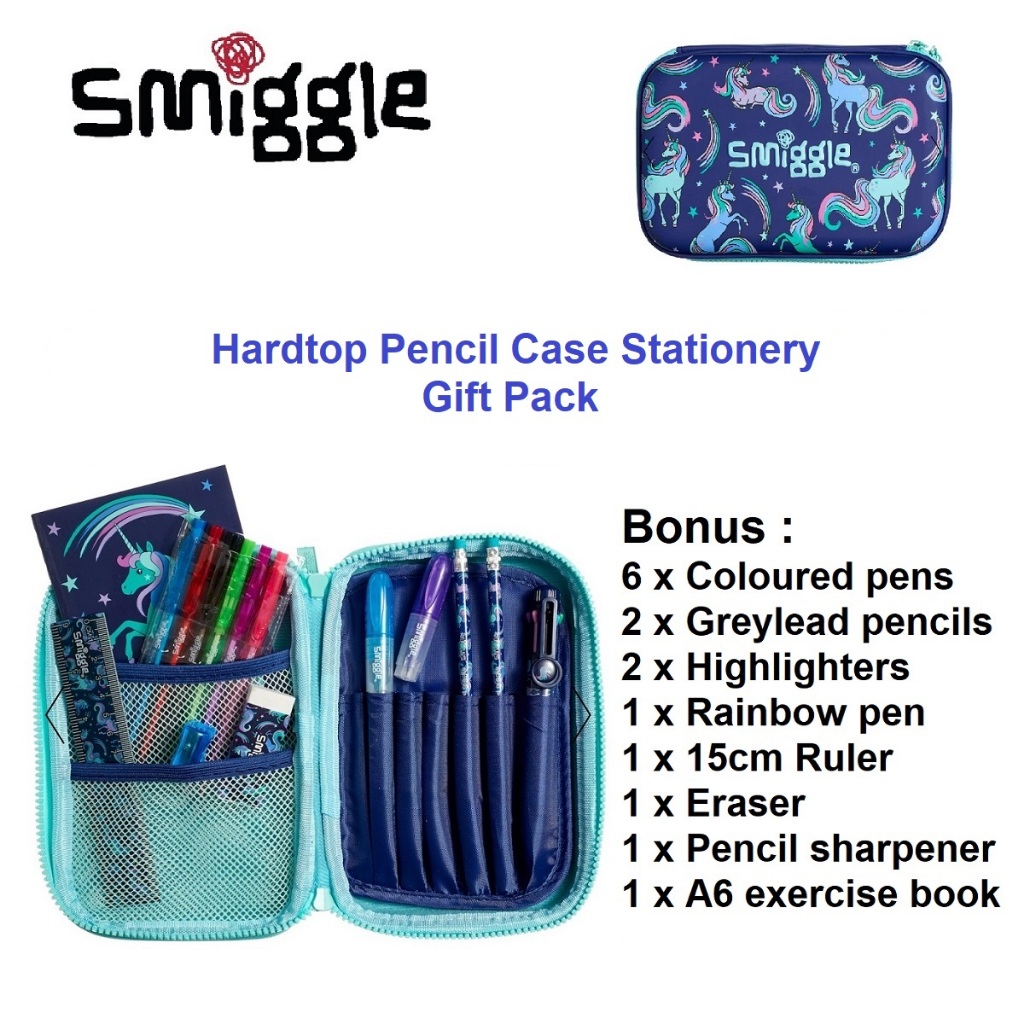 

Ori Smiggle Unicorn Hardtop Pencil Case Kit & Stationery Gift Pack Stationary