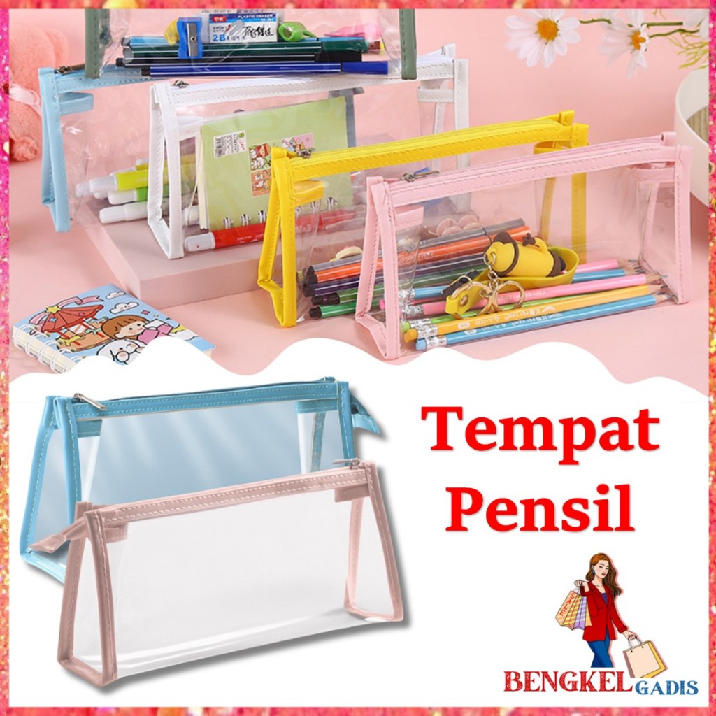 

BG Kotak Pensil Transparan Multifungsi Minimalis Tempat Pensil Bening Kapasitas Besar Tas Penyimpanan Transparan Warna tas Makeup Mini Pouch Pencil Case Stationery Serbaguna Aesthetic