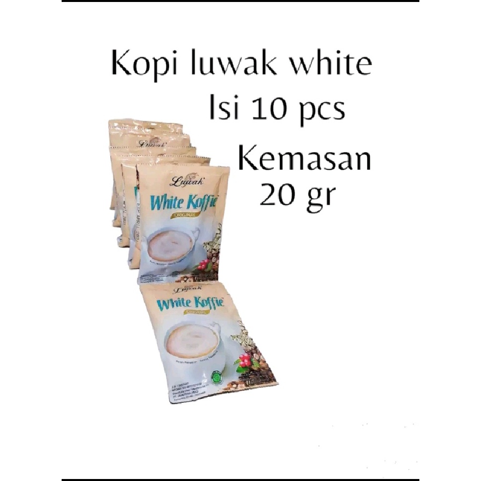 

Kopi luwak white cofe original 20gr (1 renceng isi 10 sachet)