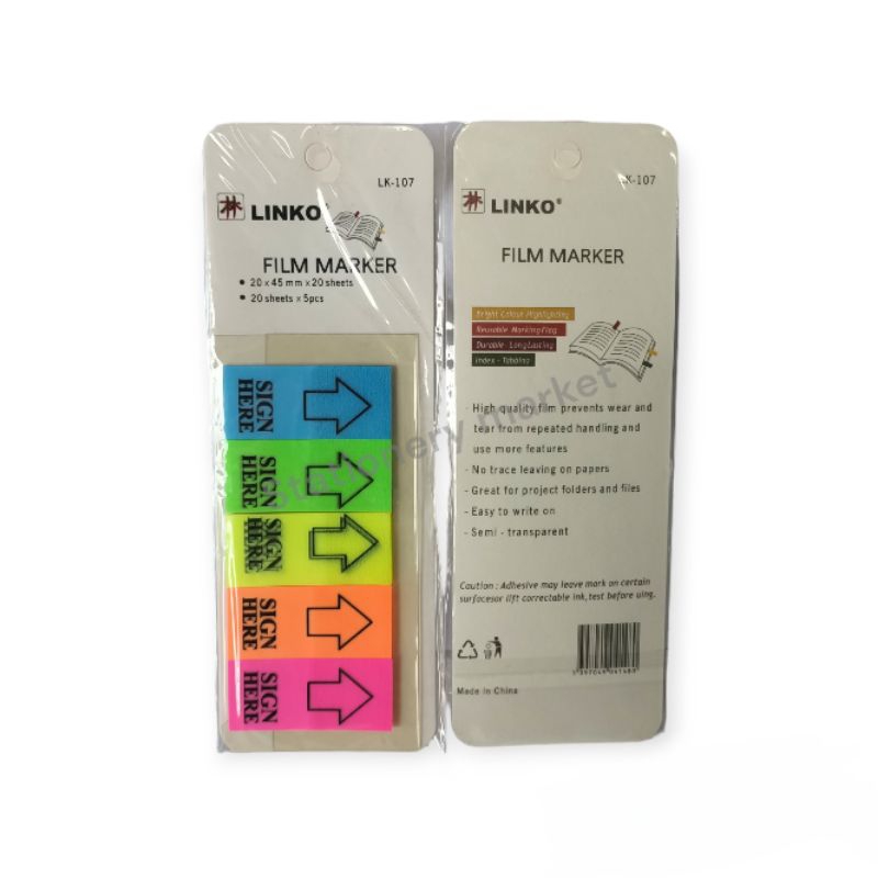 

Stick note panah / sticky note plastik 5 warna / pembatas buku / penanda buku LK-107