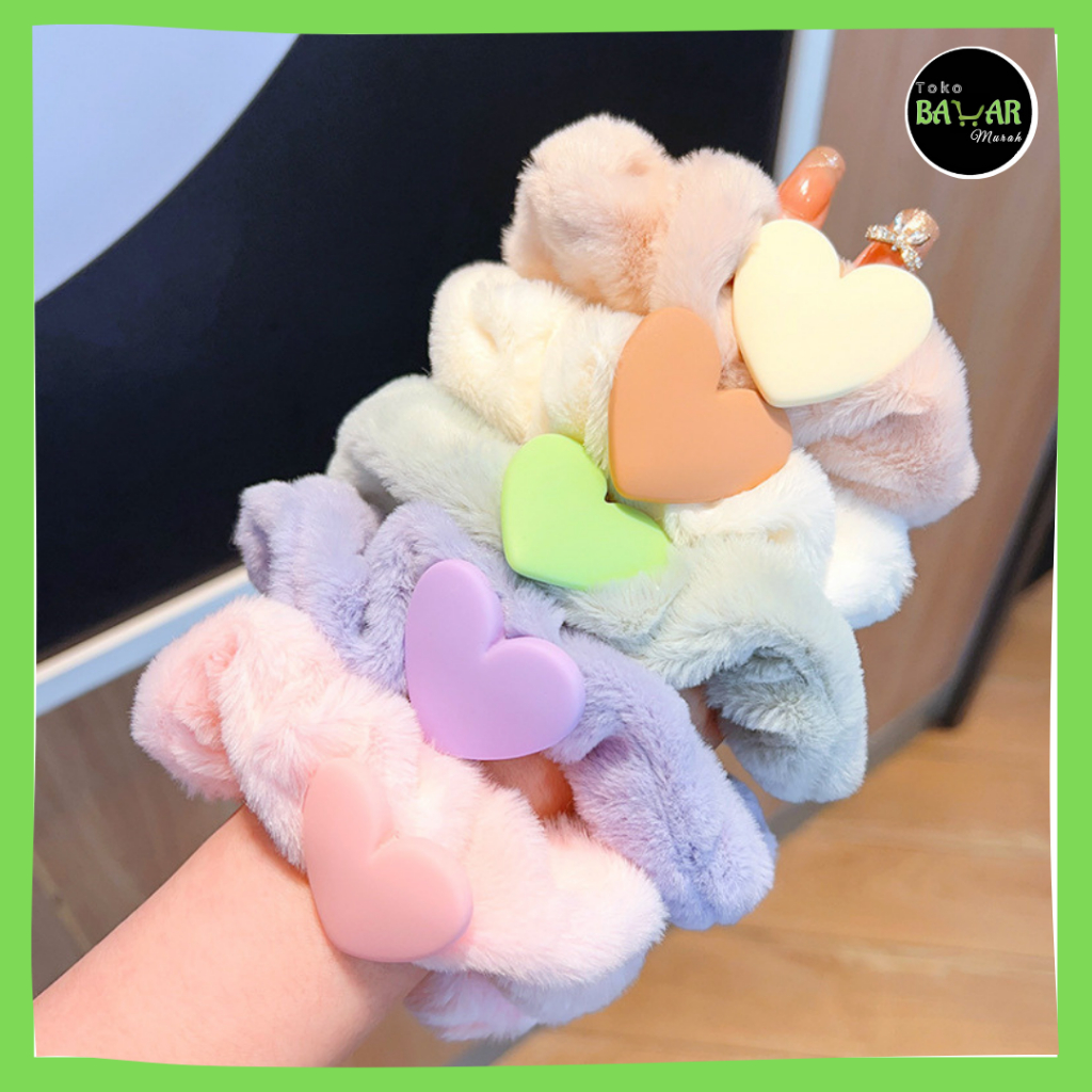 Scrunchie Besar Bahan Bludru LOVE / Ikat Rambut Scrunchie Bludru / Scrunchie / Ikat Rambut Korea