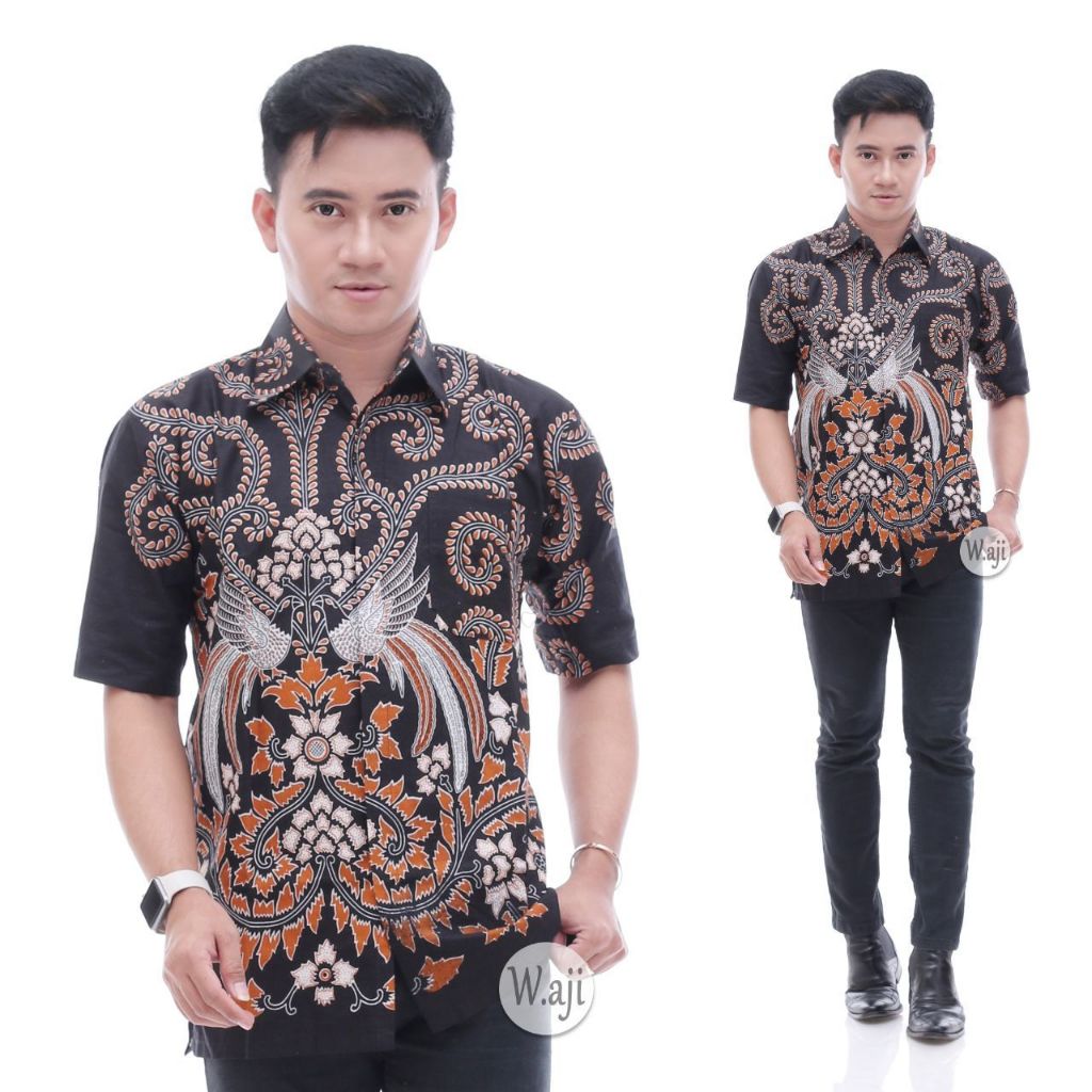 Hem Batik Pria - Motif Sulur - Warna Hitam Kuning