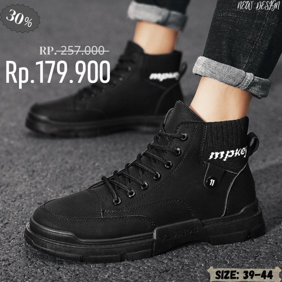 Sepatu boots 39-44 Hitam Sneakers outdoor touring motor Medan limited - 44