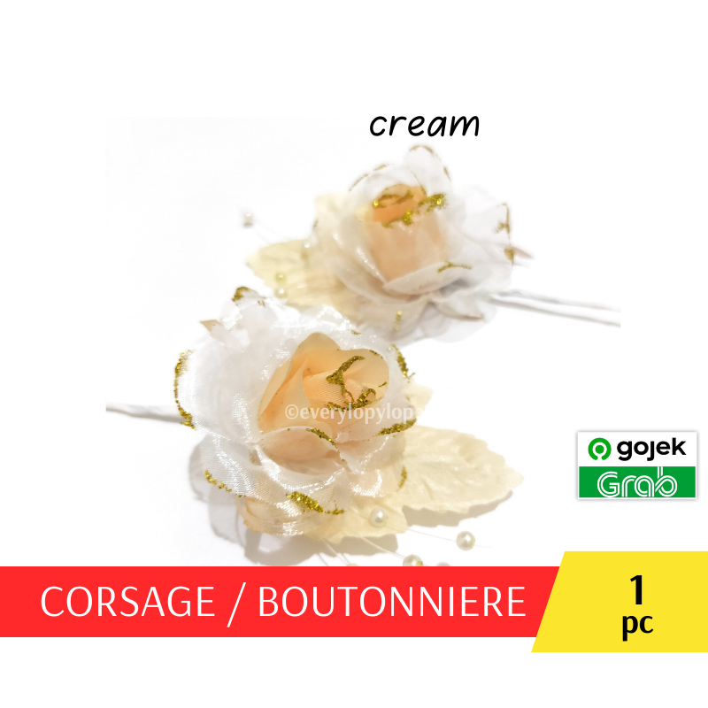 Corsage Wedding Korsase Panitia Pernikahan Boutonniere Pin Bros Bunga Dada Jas Warna Krem