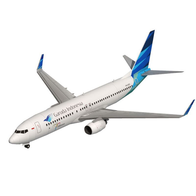 Lembaran pola papercraft pesawat boeing 737-800 Garuda indonesia skala 1:100 P=36cm (PR-A1)