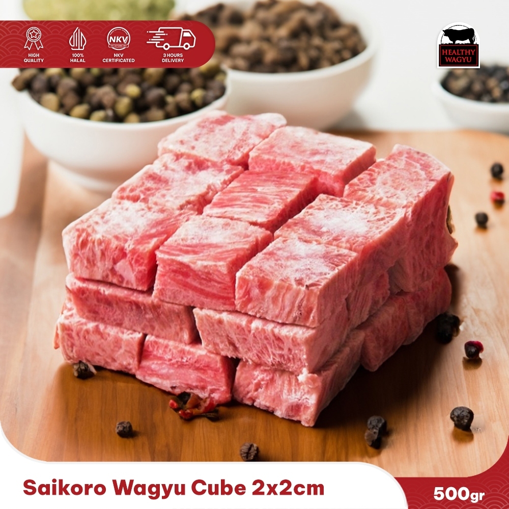 

Saikoro Wagyu Cube 2X2CM 500 Gram Healthy Wagyu