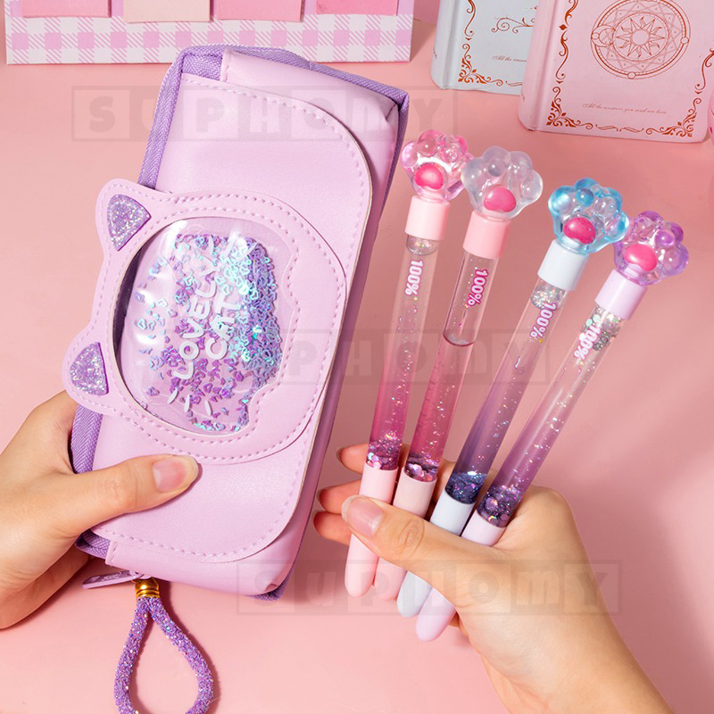 

Tempat Pencil Tas Pensil kotak pensil aesthetic tempat alat tulis Bahan PVC berkapasitas besar dengan stiker gratis