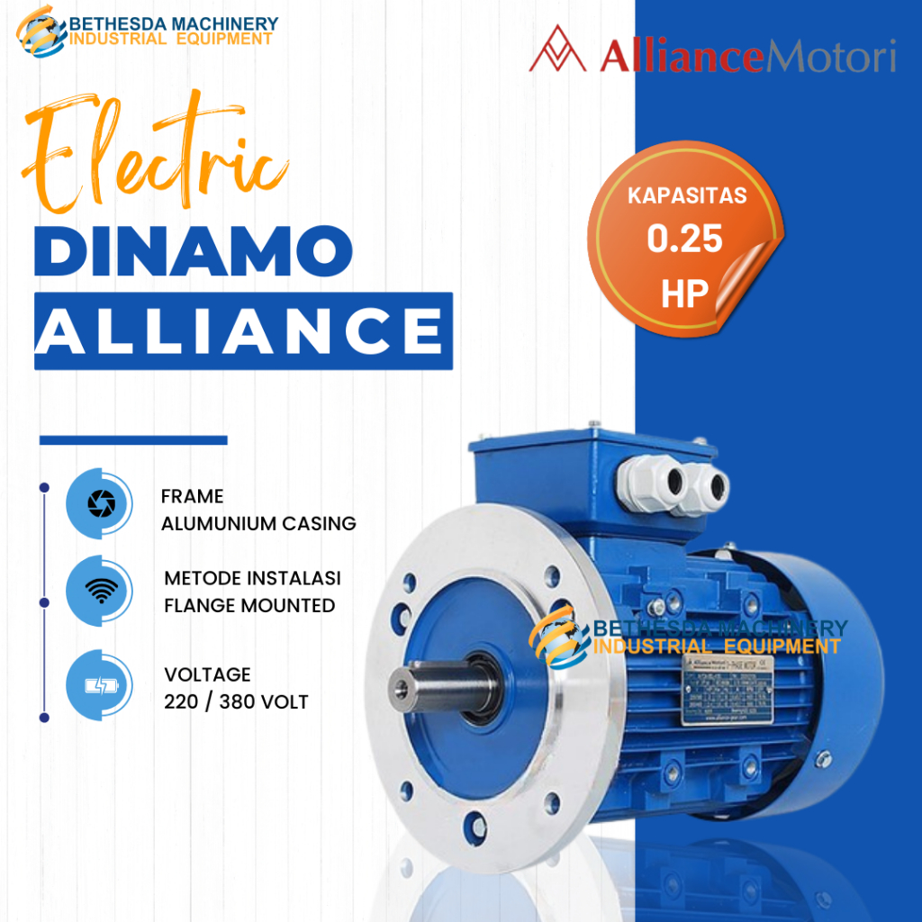 Dinamo Listrik Alliance - Electro motor 0.37hp 0.25 Hp 0.18 kw 1500 Rpm B5