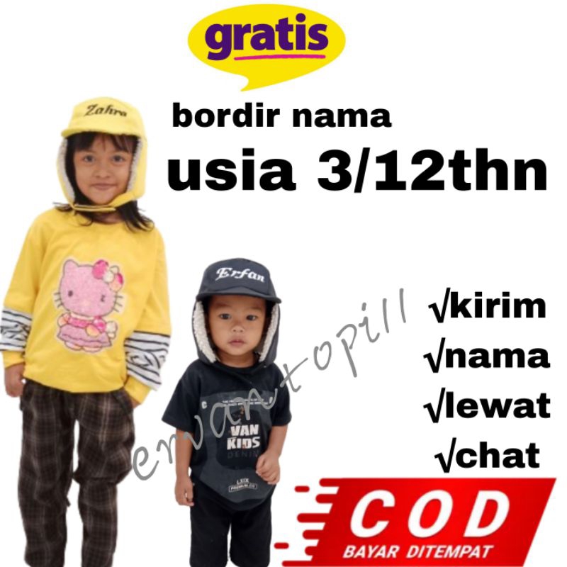 Topi Anak Laki Laki Perempuan Topi jepang Anak Cewe Cowo Free Bordir Nama Sendiri