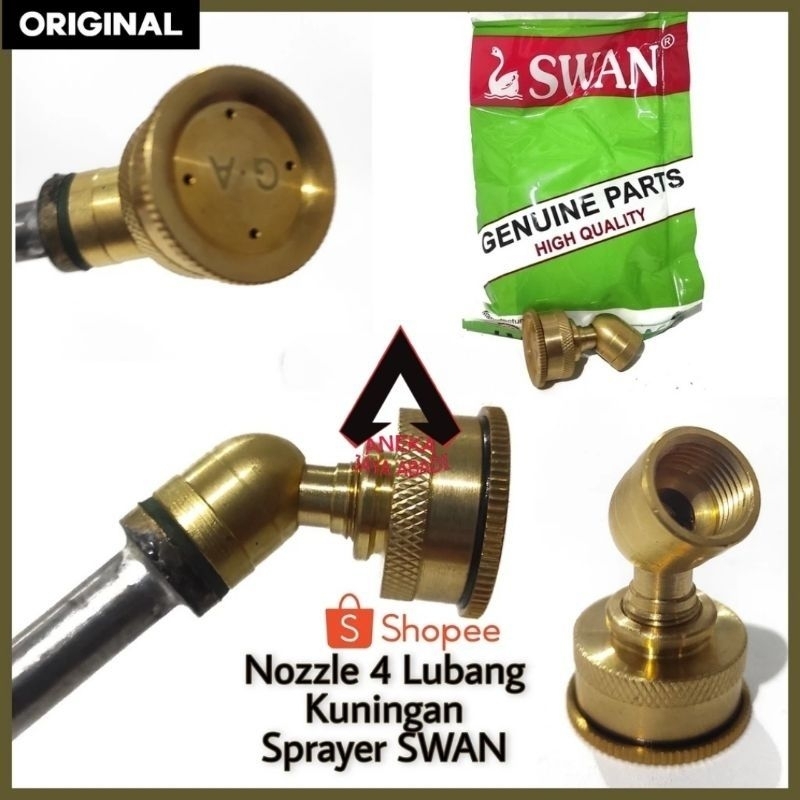 NOZZLE SPUYER SPRAYER ELEKTRIK NOSEL LUBANG 4 KUNINGAN SWAN ORIGINAL