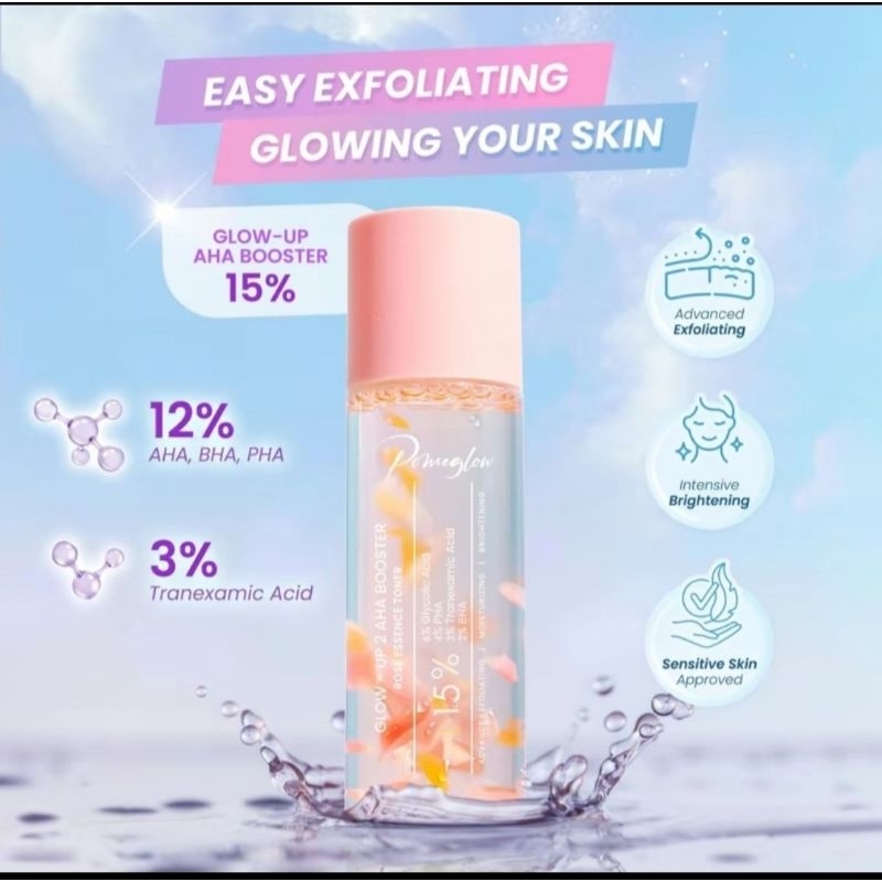 POMEGLOW ( EASY EXFOLIATING GLOWING YOUR SKIN ) Rose Essence 100ml