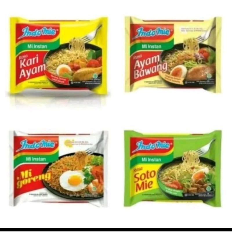 

Indomie 58gr Indomie Goreng / Kari Ayam / Soto / Ayam Bawang 5pcs Mix
