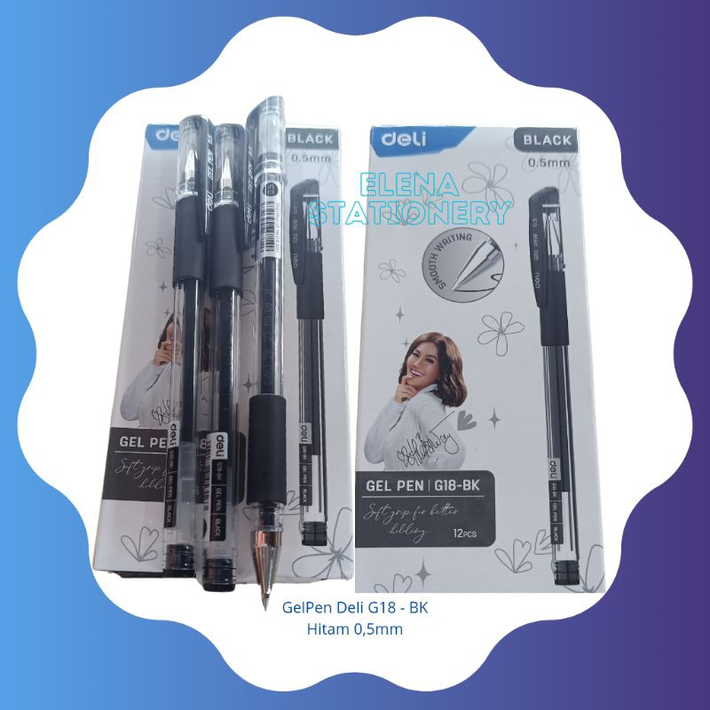 

pulpen /gelpen deli G-18 0,5mm hitam /pen hitam cair