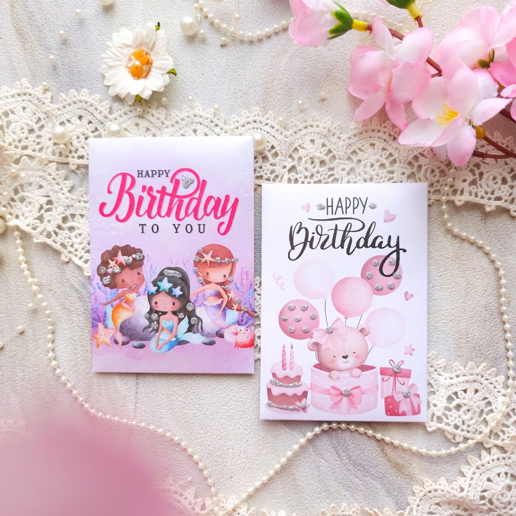 

ANGPAO MINI - CUSTOM NAMA ULANG TAHUN Happy Birthday tema anak animal mermaid bear