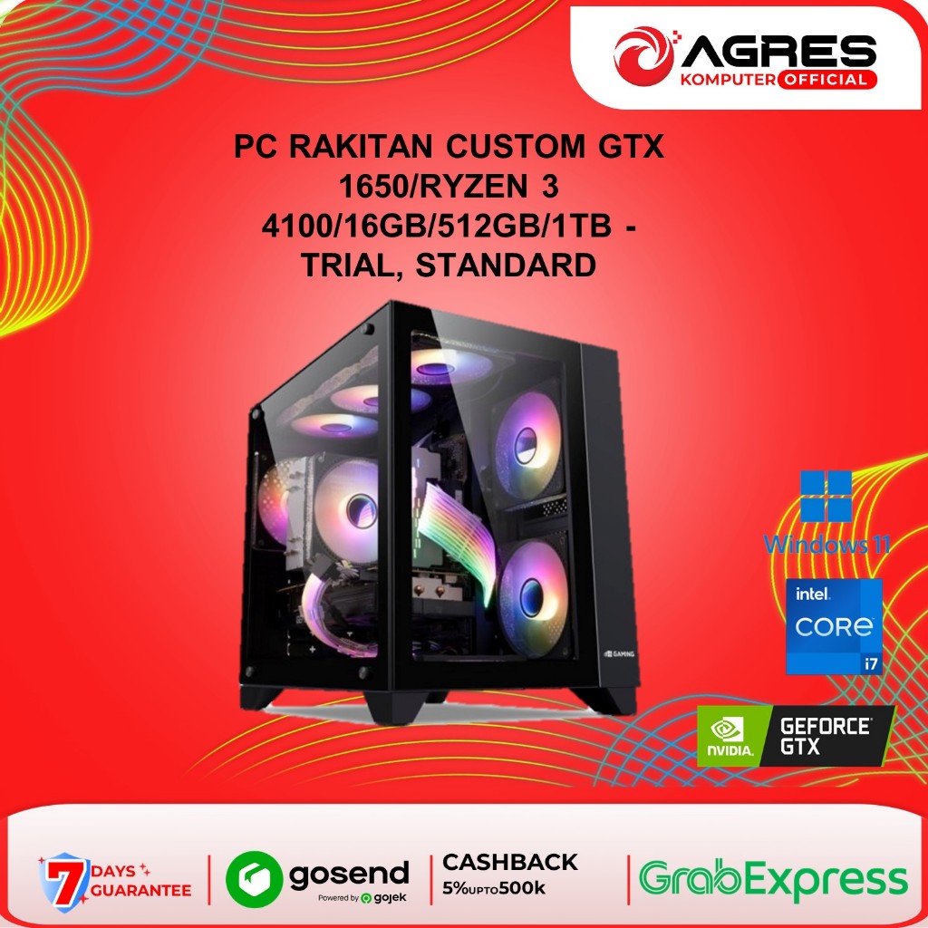 PC RAKITAN CUSTOM GTX 1650/RYZEN 3 4100/16GB/512GB/1TB - TRIAL, STANDARD