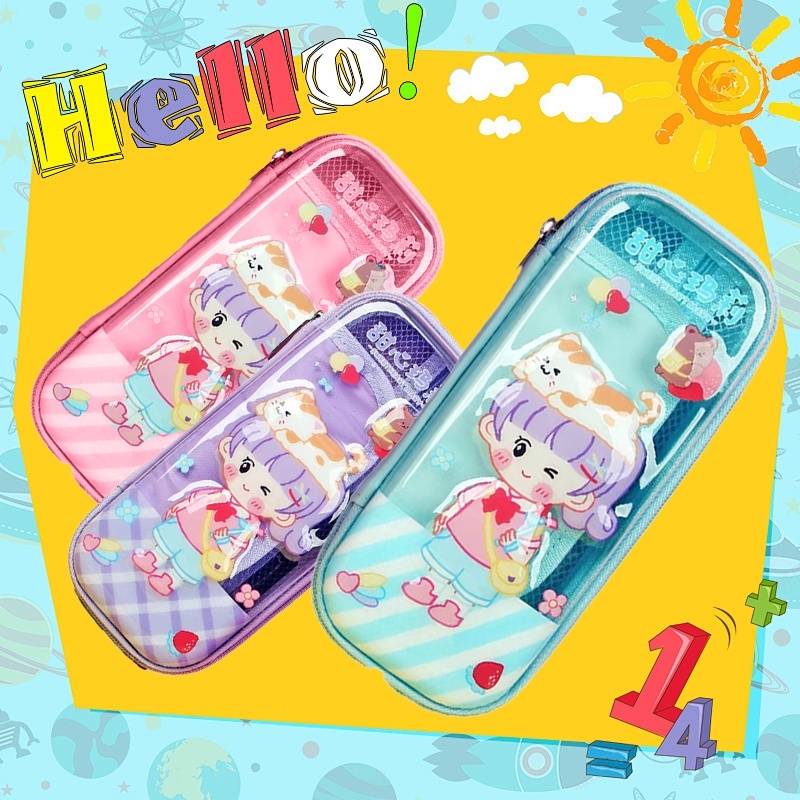 

Kotak Pensil Plastik Transparant Lucu Untuk Anak-anak Sekolah Transparet Pencil Case Box Stationery Double Layer Pen