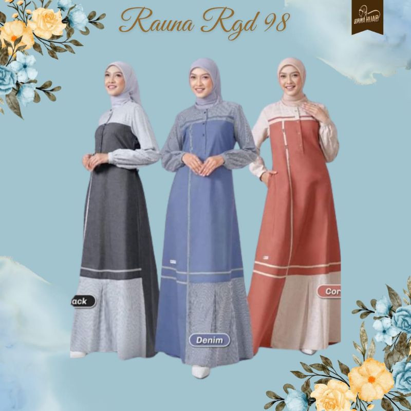 Rauna RGd 98 / baju gamis rauna / gamis dewasa / gamis katun