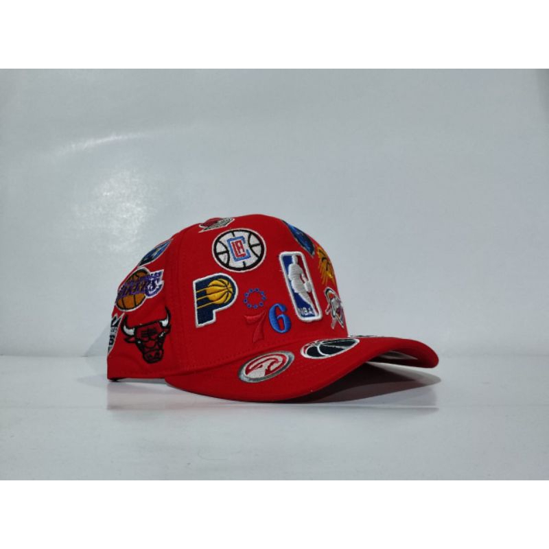 NBA Full Bordir Full Team Bahan Merah Topi Premium