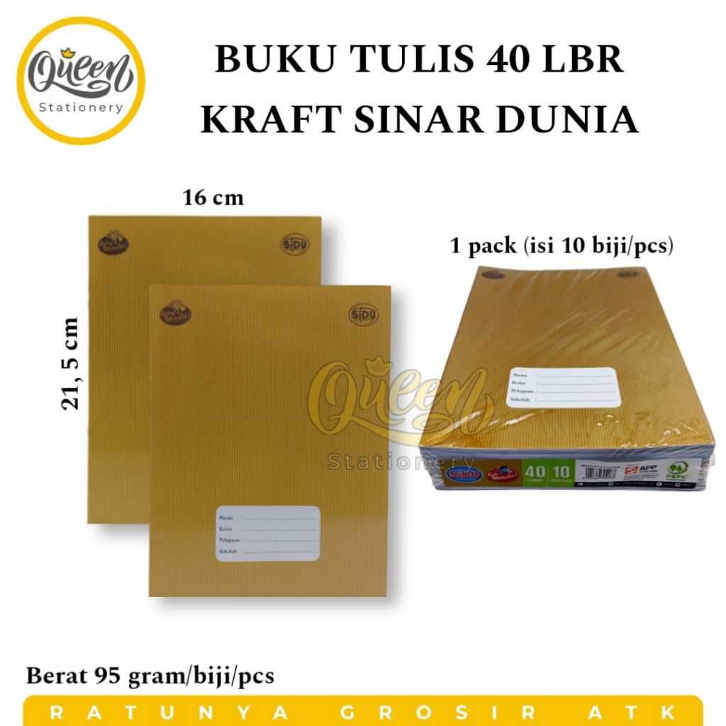 

1 PCS BUKU TULIS 40 LBR KRAFT SINAR DUNIA / BUKU CATATAN / BUKU SEKOLAH (007145)