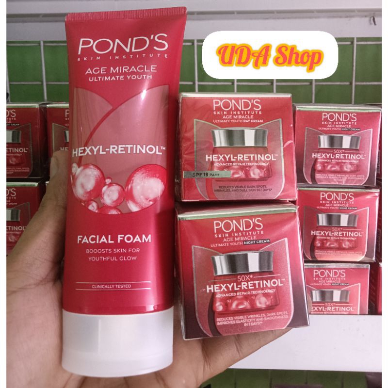 Paket Pond's Age Miracle Facial Wash 100ml + Pond's Age Miracle Night Cream 10gr + Pond's Age Miracle Day Cream 10gr