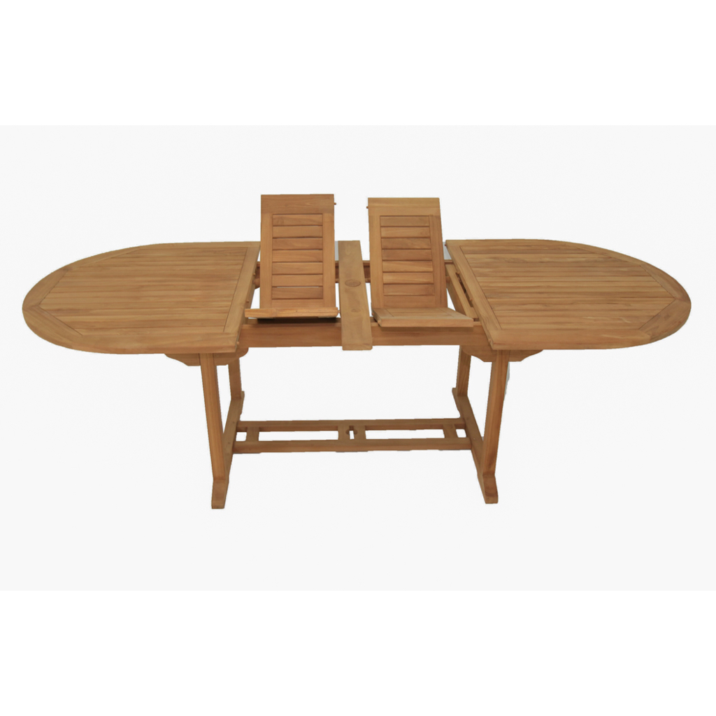 Meja Jati oval lipat double leaf