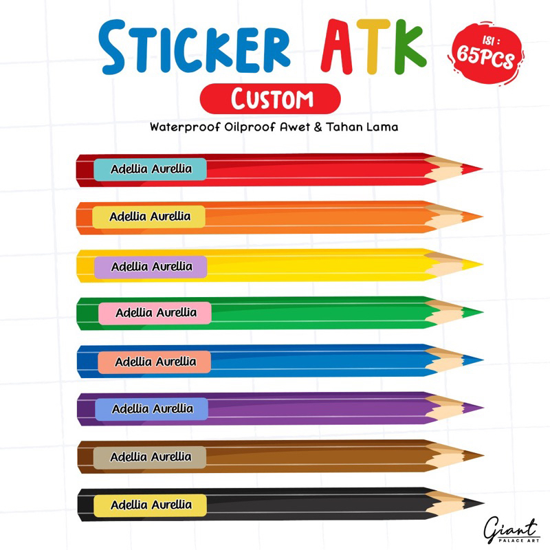

[GIANTPALACE] 65PCS STICKER LABEL PENSIL ATK STATIONERI WATERPROOF AWET TAHAN LAMA