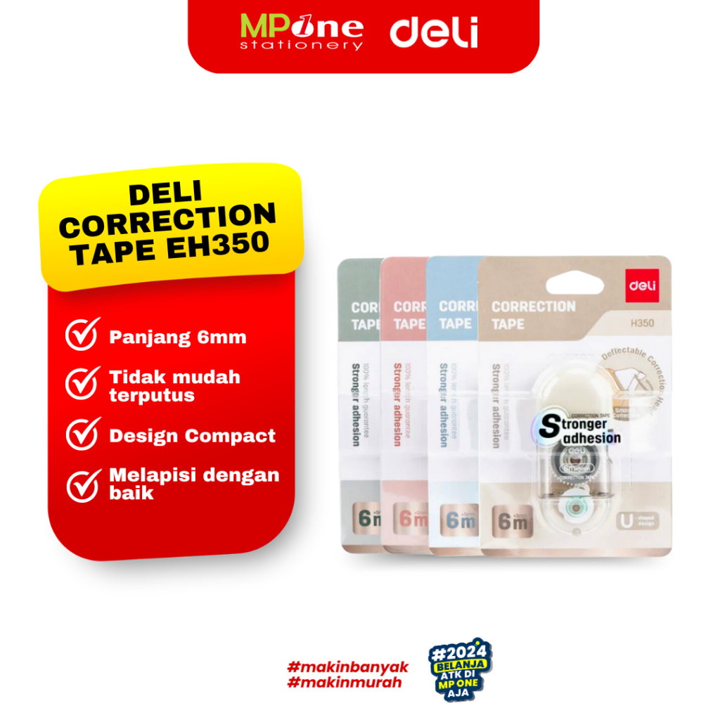 

Deli Correction Tape 6MM H350 / Tipe x Roll Mini Lucu 6mm Deli