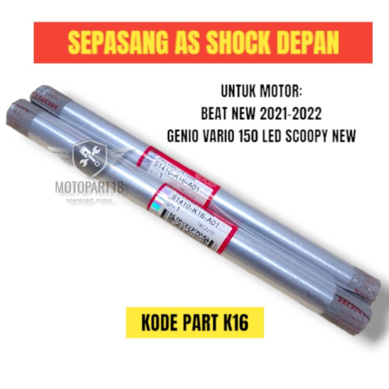 SEPASANG AS SHOCK DEPAN BEAT NEW 2021-2022 GENIO VARIO 150 LED SCOOPY NEW 2BATANG KODE PART KOJ