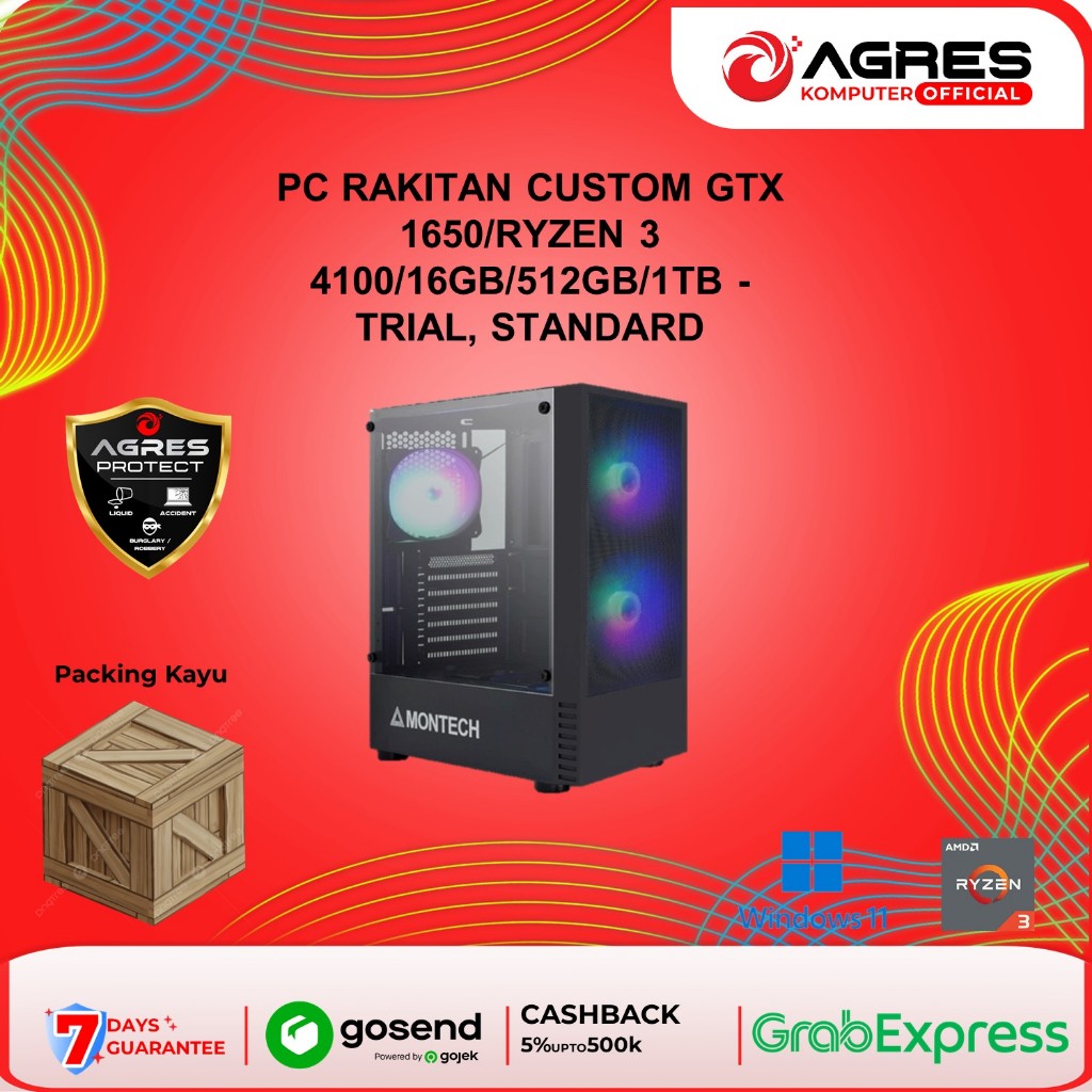 PC RAKITAN GAMING CUSTOM / PC GAMING FULL SET GTX 1650/RYZEN 3 4100/16GB/512GB/1TB - TRIAL