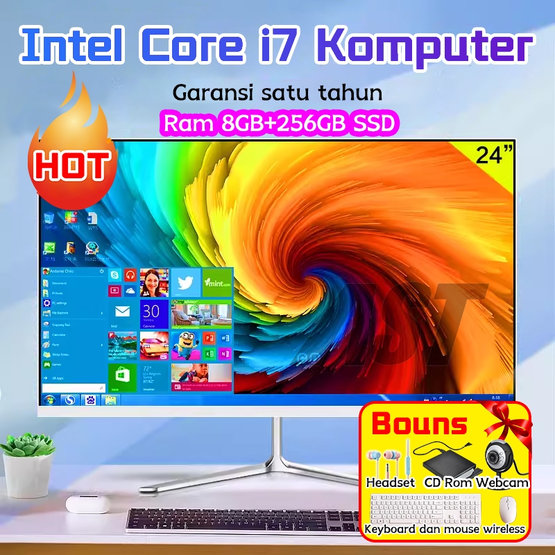 AST Komputer all-in-one PC core i5/i7,pc baru,22''/24'',Ram 8G+512GB SSD,gaming Windows 10+office-24'' i7-3320m8G+256G
