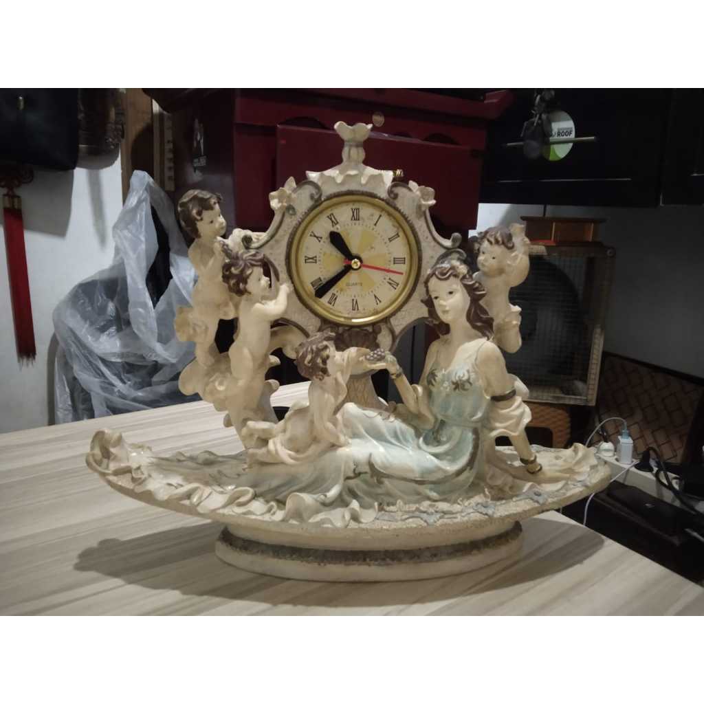 Jam Meja Eropa Fiber Kuno Jadul Antik