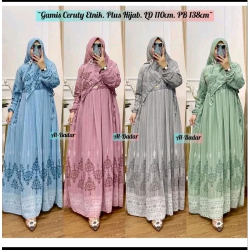 GAMIS CERUTY BABYDOLL MODEL TERBARU/MOTIF BUNGA ETNIK/DRES DADA GAMIS CERUTY BABYDOLL PULL FURING