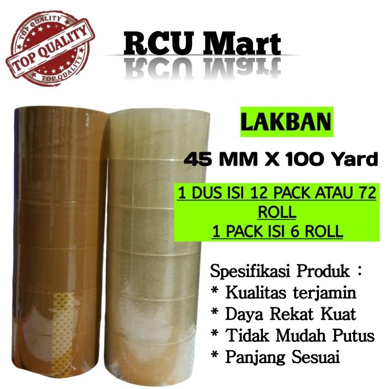 

Lakban OPP 45 mm x 100 Yard perpack isi 6 Roll