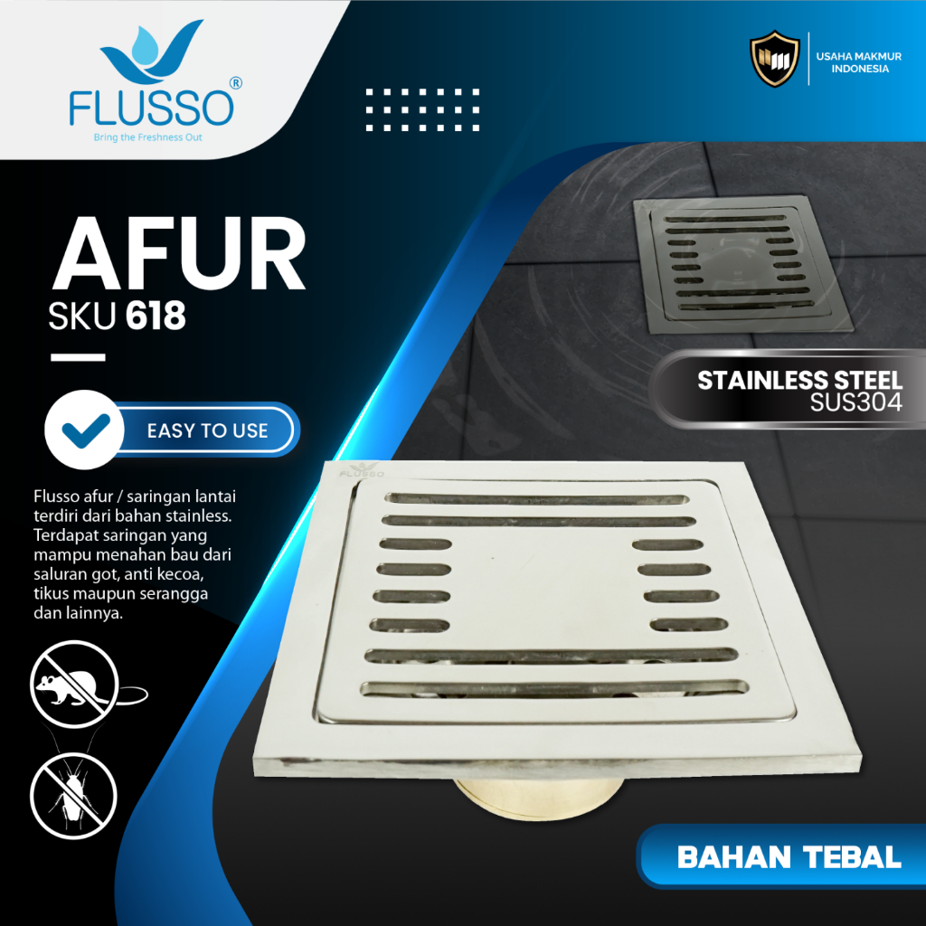 Flusso Saringan Air Afur Saringan Got Afur Lantai Floor Drain Saringan Kamar Mandi 617