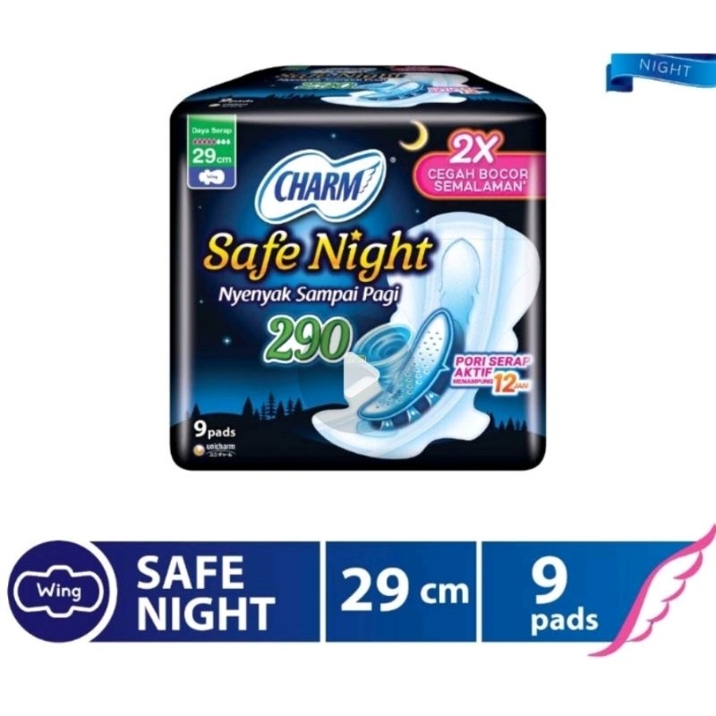 Charm pembalut safe night 29cm