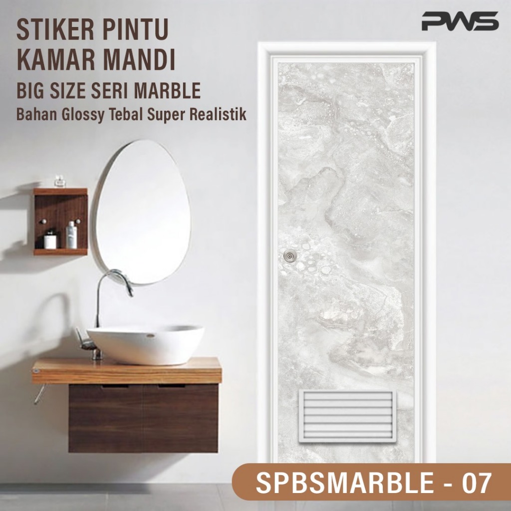 Sticker Pintu Kamar Mandi 2 Sisi Anti Air Motif Marble/Sticker Pintu Kamar Mandi Dekorasi Rumah Term