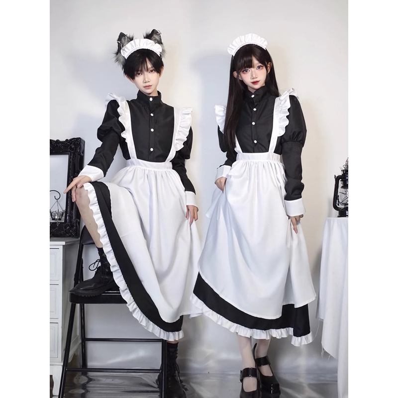 【Lolicos】Ready Long Maid Dress Man Cosplay Costume French Seragam Pelayan Anime Cosplay Kostum