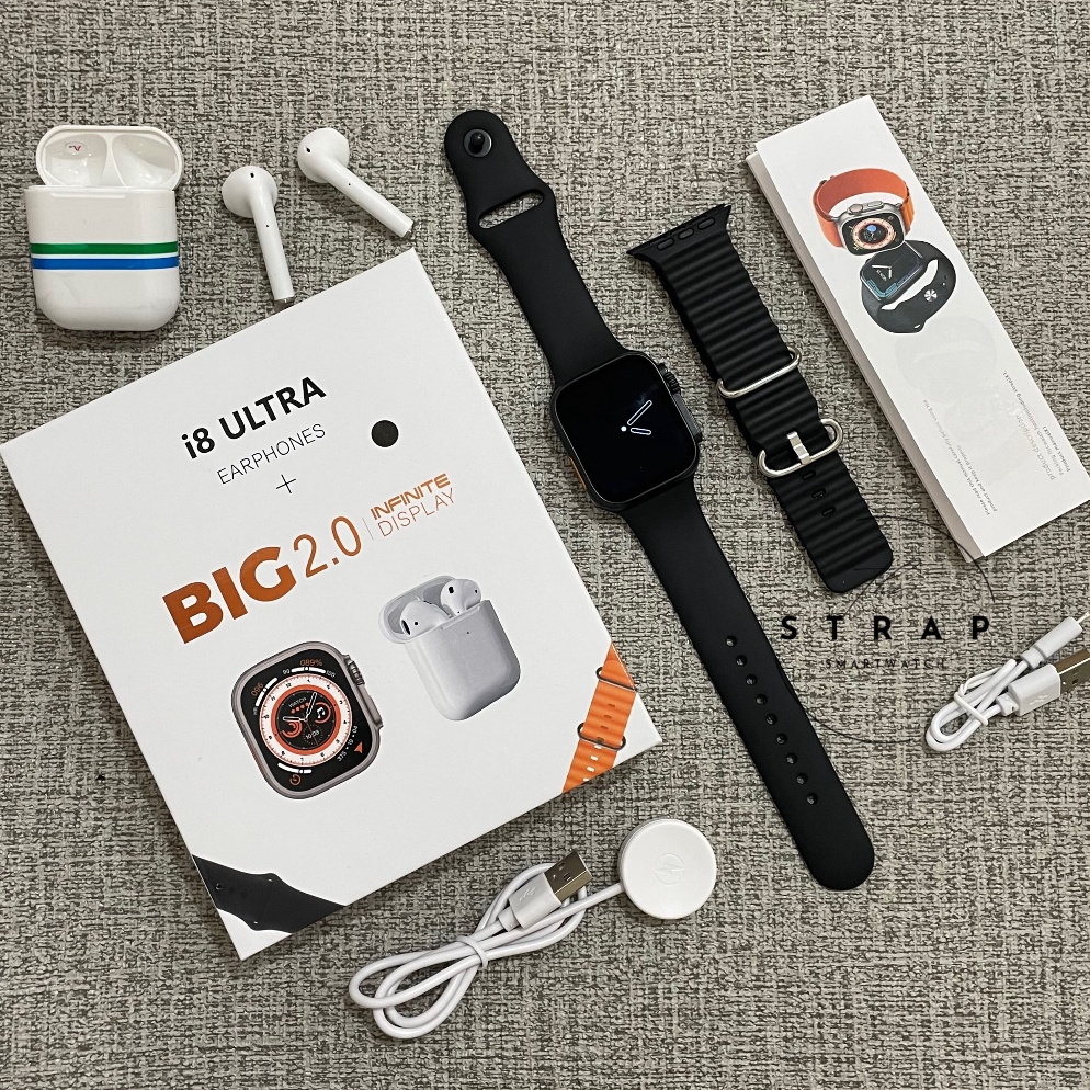 Penjualan Terbanyak Full Set Smartwatch i8 Ori Free TWS dan Strap  Jam Smartwatch Ultra Full Set  Sm