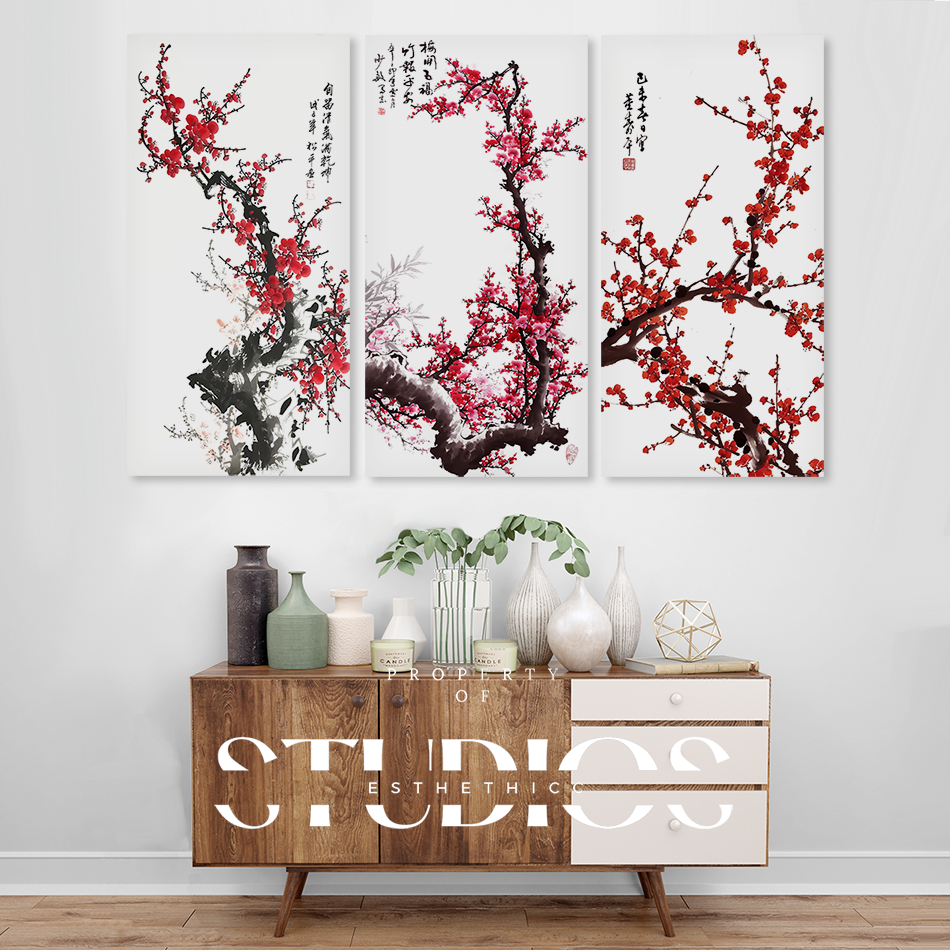 #FLOWER09 Wall Decor Kanji Sakura Flower Bunga China Mawar Cina Abstrak Aesthethic Cherry Blossom Ce