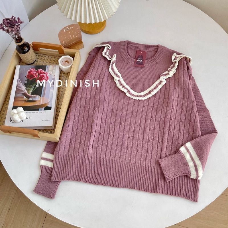 Sweater rajut kepang wanita korean style blouse dara rajut tebal wanita korean style
